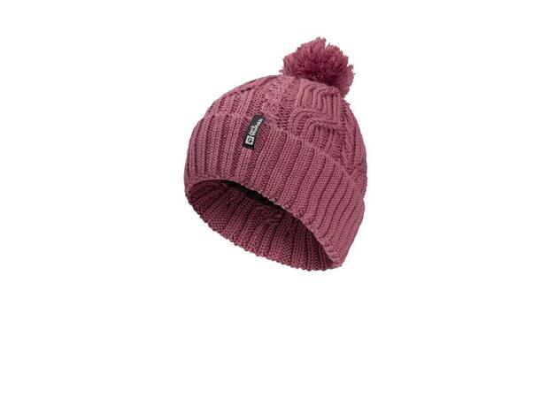 JW Pompom Beanie Burgunder OS Jack Wolfskin vindtett strikkelue 