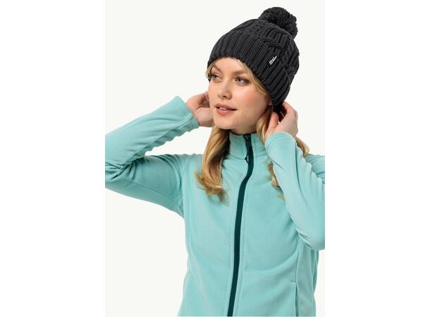JW Pompom Beanie Sort OS Jack Wolfskin vindtett strikkelue 