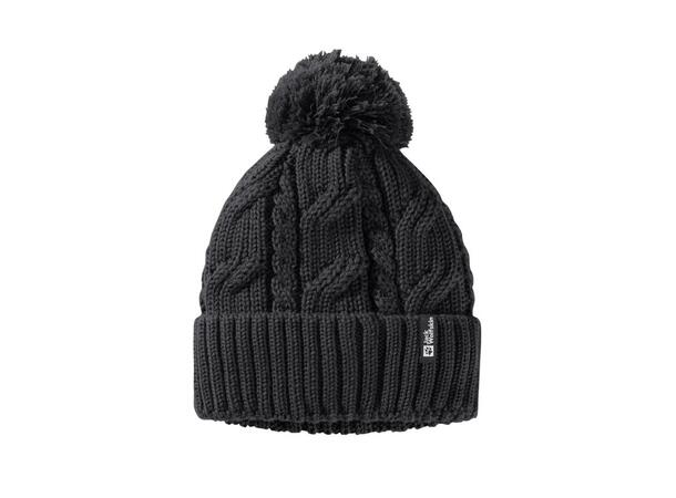 JW Pompom Beanie Sort OS Jack Wolfskin vindtett strikkelue 