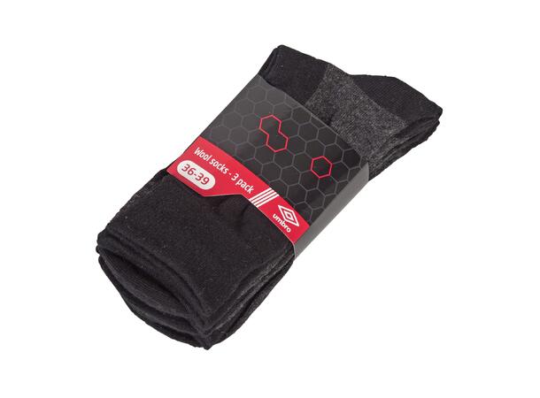 UMBRO Wool sock 3 pk Sort 40-43 3 pck Strømper i ull- kvalitet. 