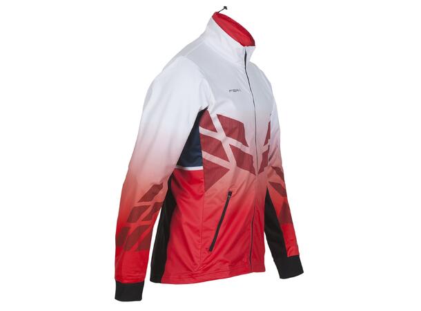 FIBRA Sync Hybrid Jacket Rød M Treningsjakke med vindtett front 